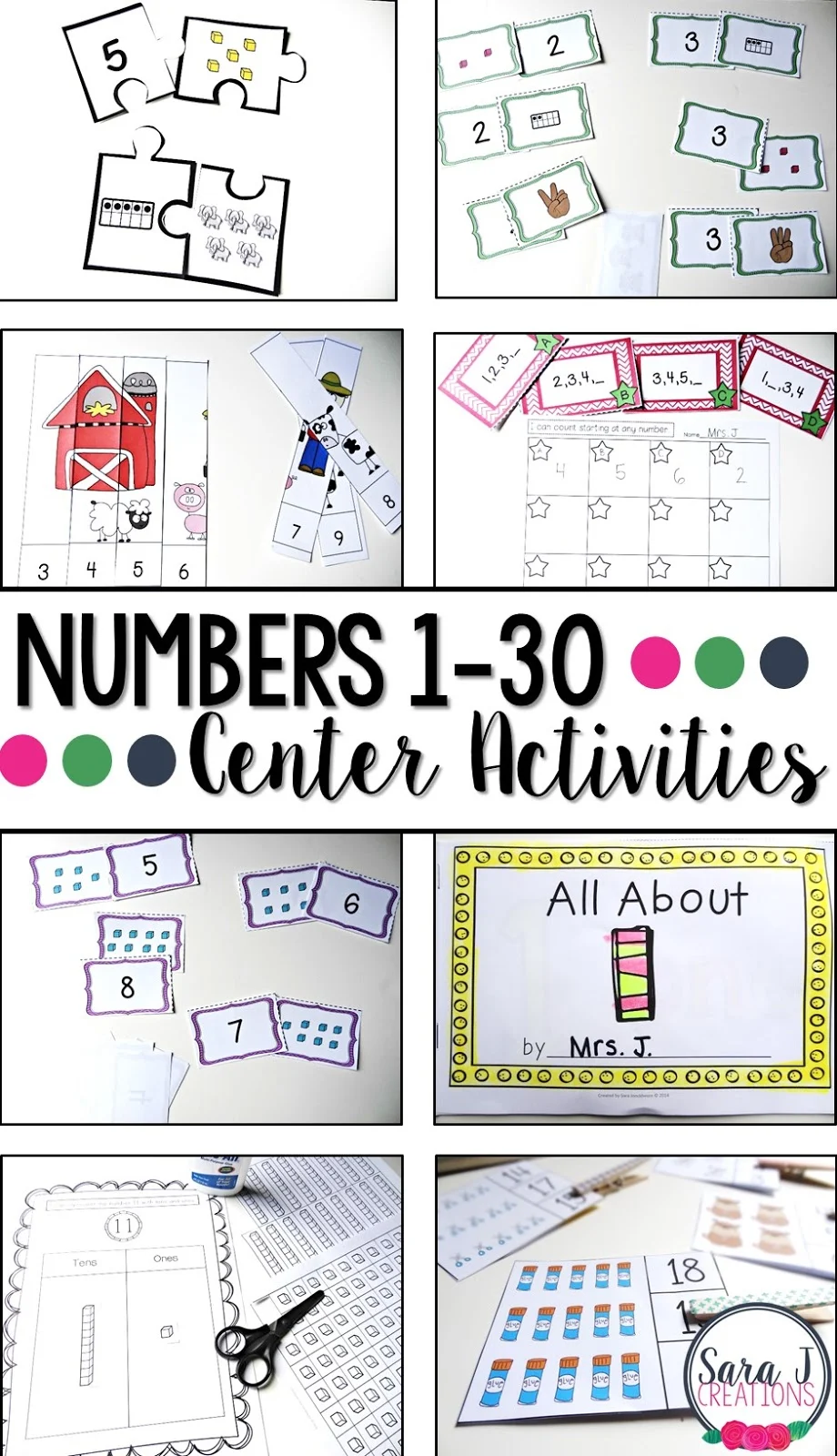 Eight activities for practicing counting.  Perfect for kindergarten or preschool!