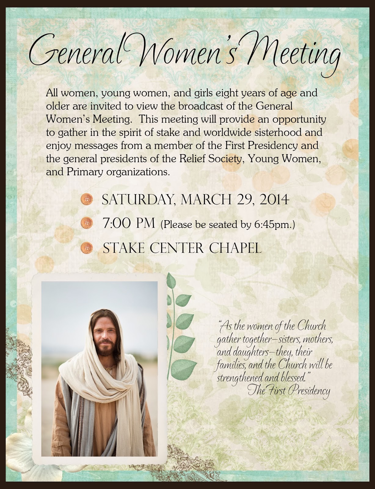 Bentonville 2nd Ward Relief Society General Women's Meeting! Saturday