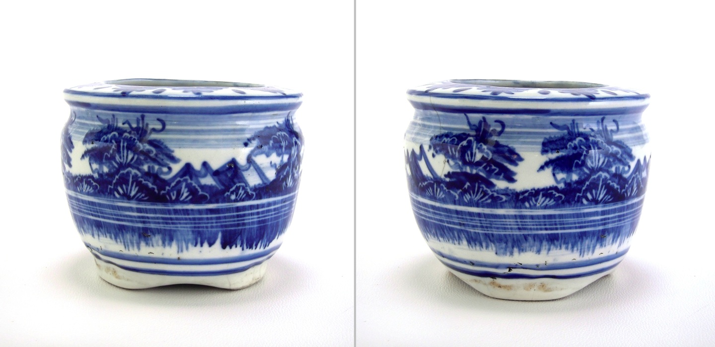 PATINA ANTIK BLUE & WHITE FLOWER POT