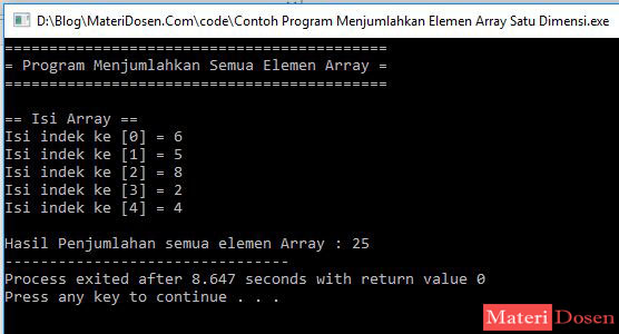 Array Satu Dimensi C Lengkap Contoh Program Dan Penjelasan Materi Hot ...