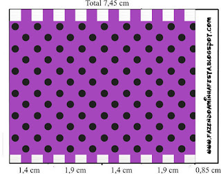 Etiquetas para Imprimir Gratis de Morado con Lunares Negros. 