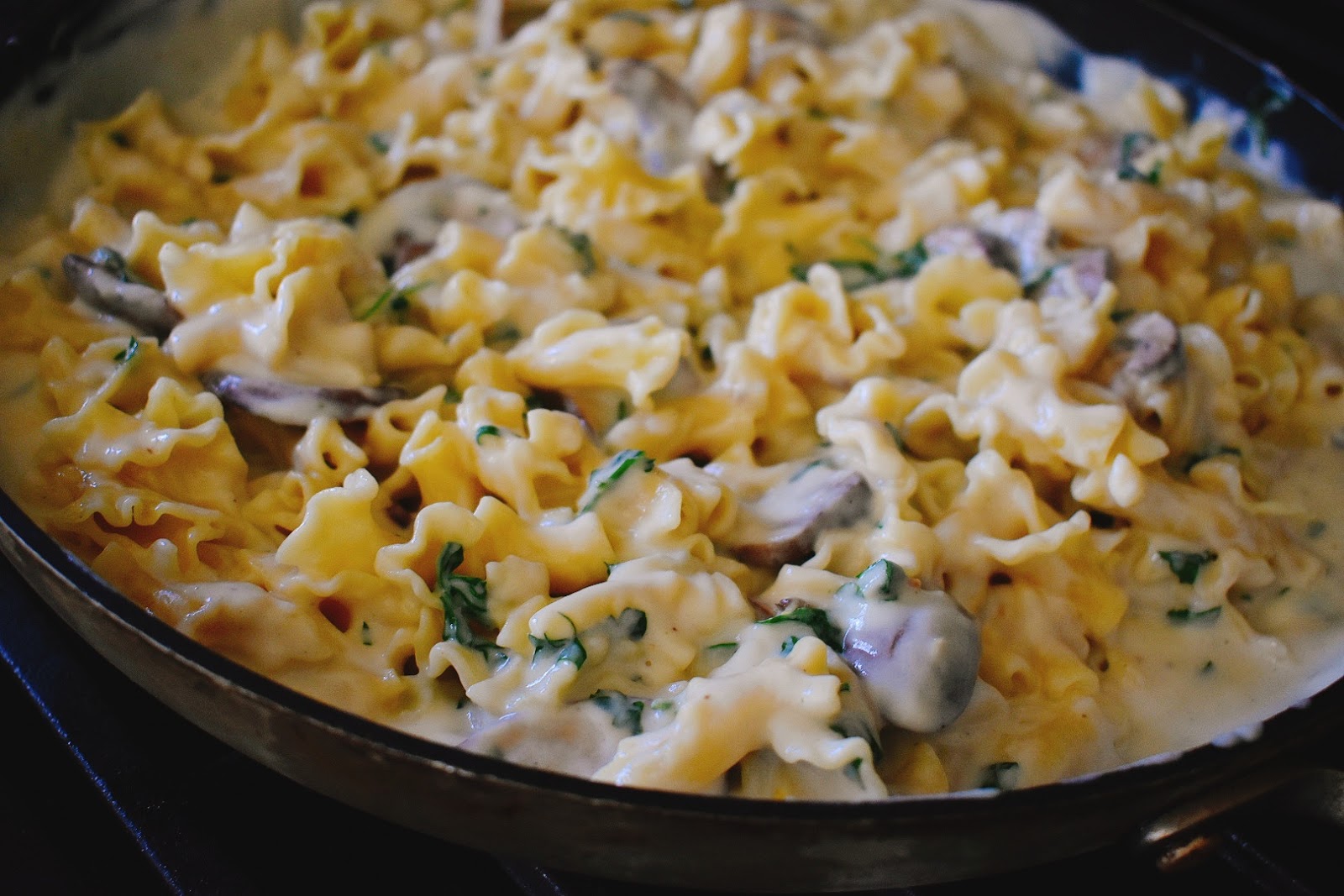 Cremini Mushroom Pasta with Cauliflower Alfredo Sauce Chef Jen
