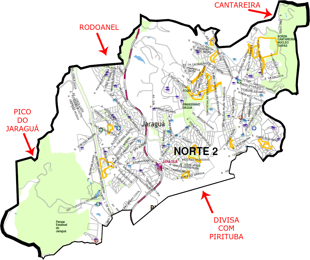 Quais são as fronteiras do Jaraguá?