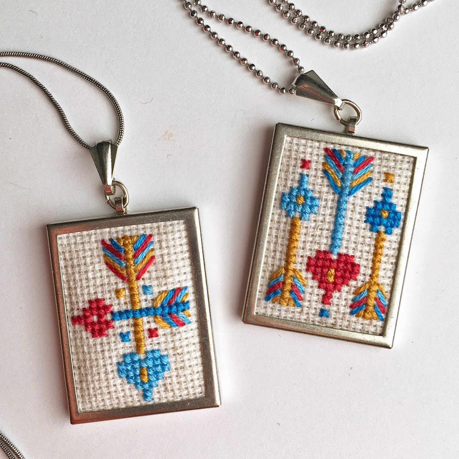 Hearts & Arrows CrossStitch Pendants