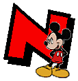 Alfabeto de Mickey y sus amigos con letras rojas N.