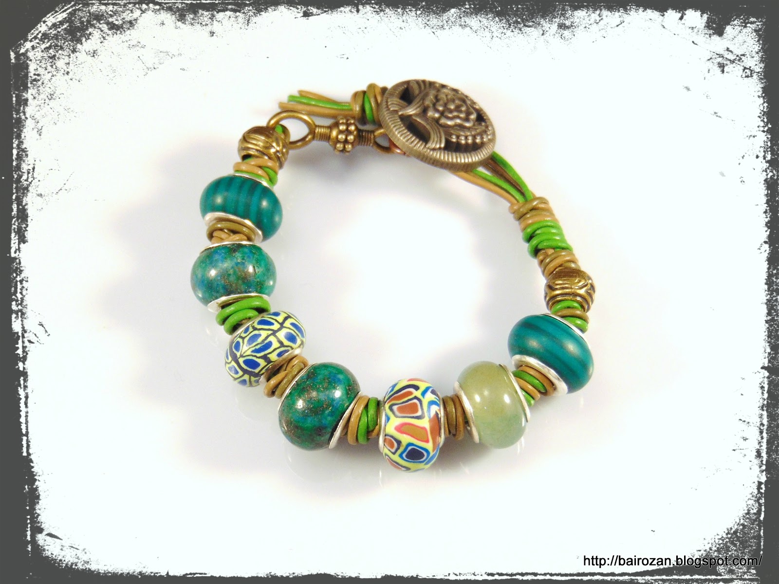 bairozan's blog Гривни с мъниста с широк отвор и кожена корда / Large