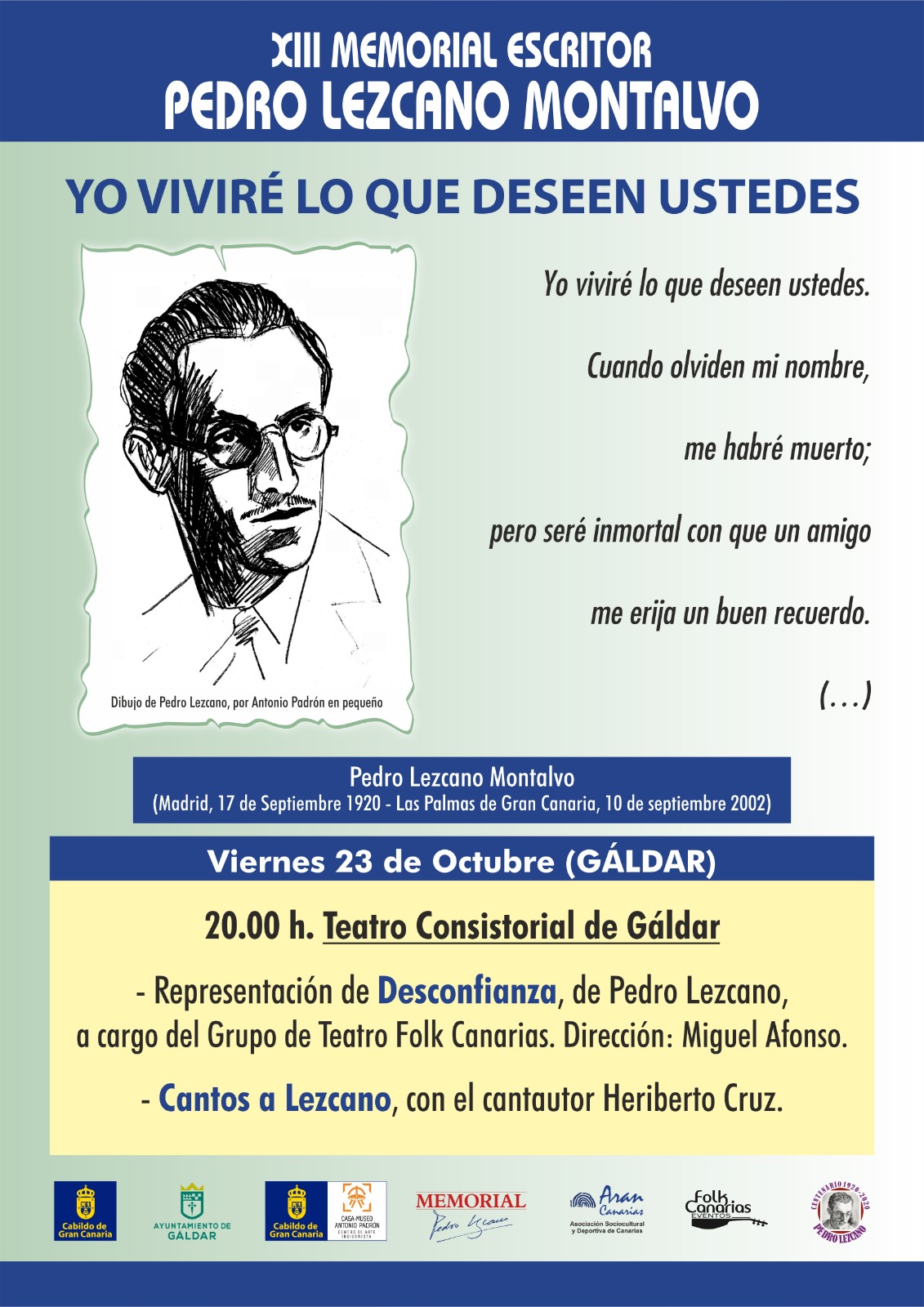 El Teatro Consistorial de Galdar acoge la obra de Teatro Desconfianza del escritor Pedro Lezcano