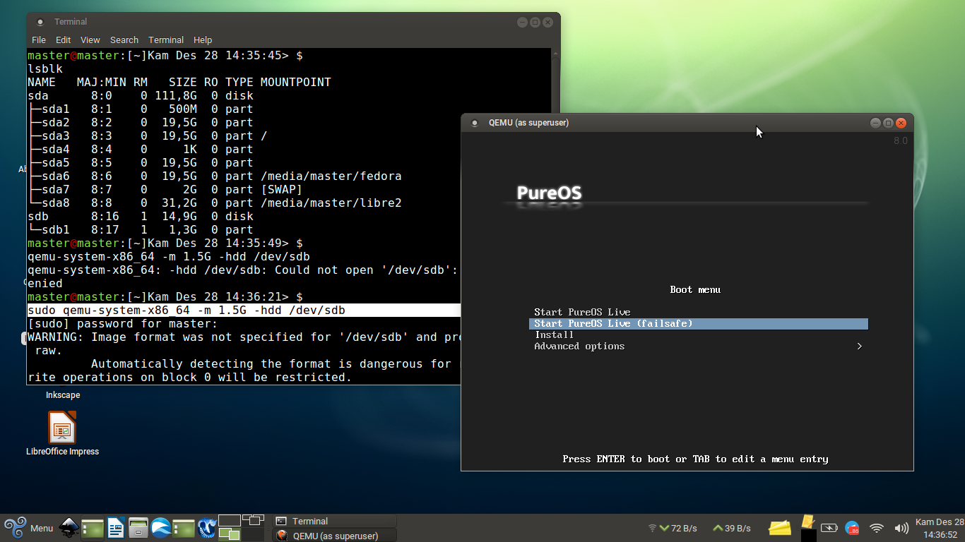 Running 64Bit GNU/Linux ISO using QEMU VM on A NonVT Laptop