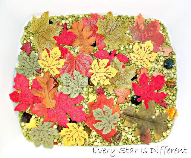 Autumn leaf sensory bin