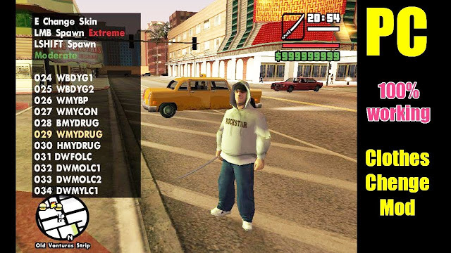 GTA San Andreas Change Clothes Cheat Mod For PC