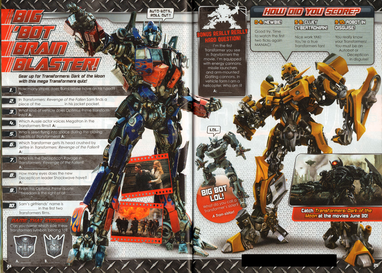 80 Page Giant Hey Maniacs! Here's a Transformers quiz!