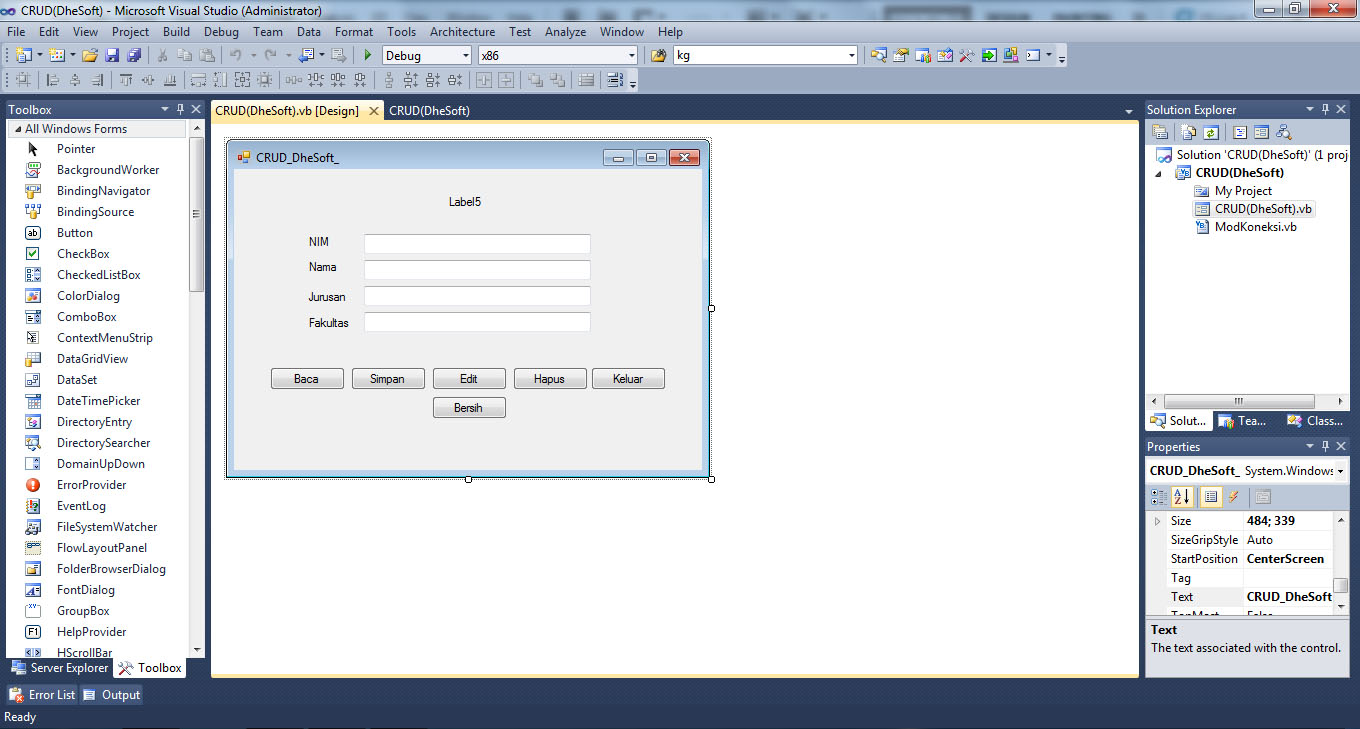 DheSoft: CRUD(Create,Read,Update,Delete) di VB.Net 2010 dan SQL Server 2005