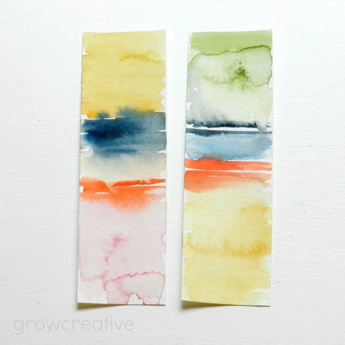 Color Block Watercolor Bookmarks: grow creative