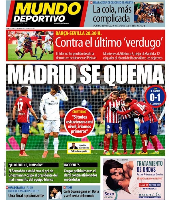 Real Madrid-Atlético, AS: "Madrid se quema"