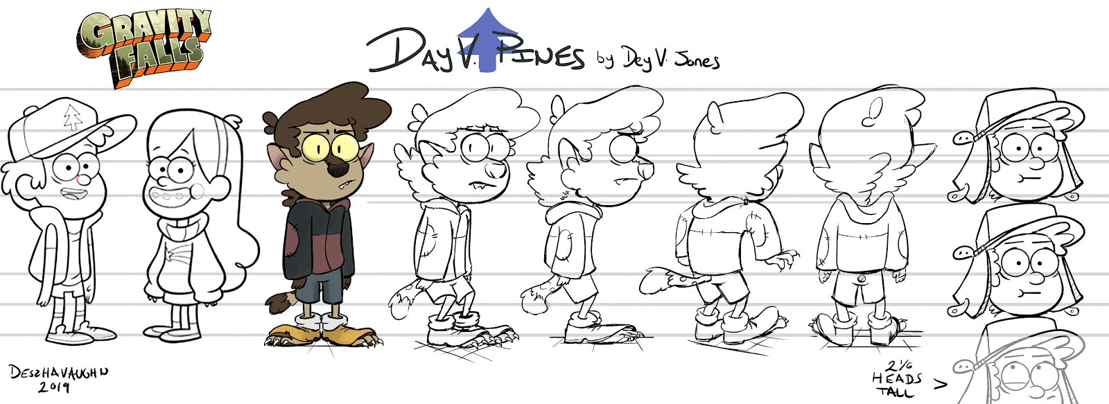 Gravity Falls Character Design by Dey V. Jones.