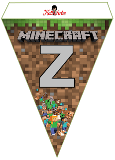 Abecedario Banderines de Minecraft para Imprimir Gratis. Alphabet Minecraft Pennants to Print Free.