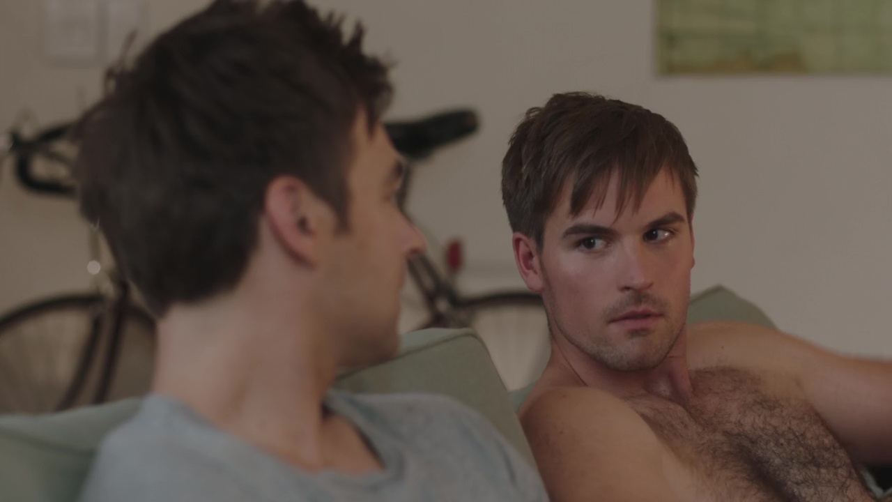 Andy Ridings shirtless and kissing Drew Tarver in The Other Two 1-01 "...