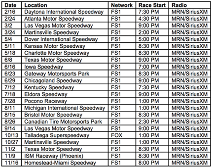NASCAR Race Mom: 2018 NASCAR Schedules, TV/Radio info