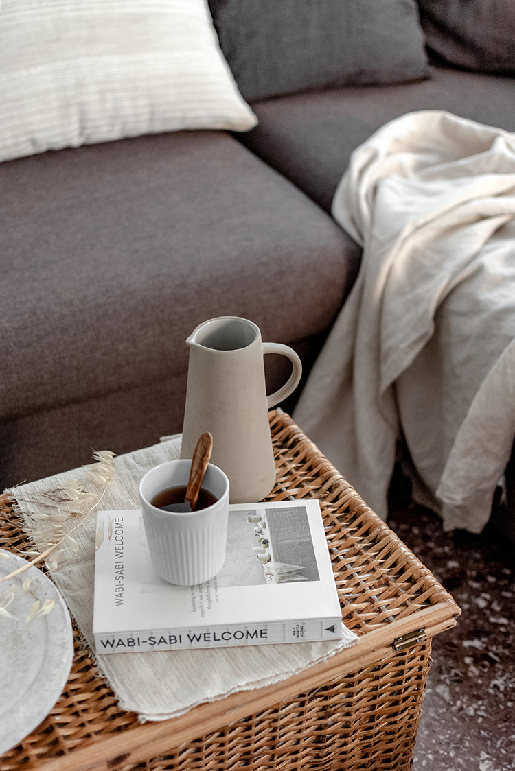 Coffee table vignette and Wabi-Sabi Welcome book. Photo and styling by Eleni Psyllaki for My Paradissi