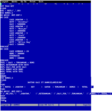 Program Ujian DBase IV