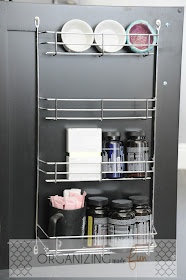Back of cabinet door to hold supplements :: OrganizingMadeFun.com