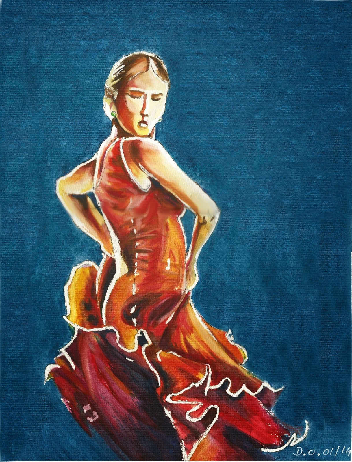 Flamenco aquarelle 2014