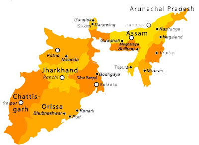 Tourist Map Of East India Tourism