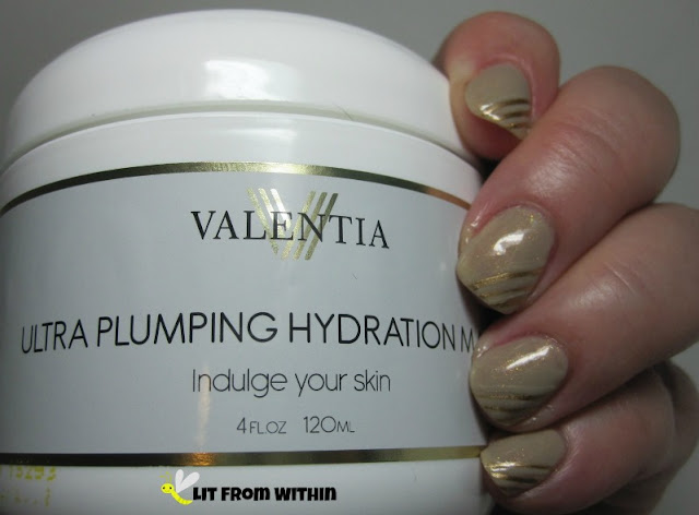 nailart inspired by the Valentia Ultra Plumping Hydration Mask packaging