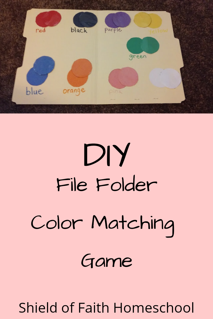 Shield of Faith Homeschool DIY File Folder Color Matching Game