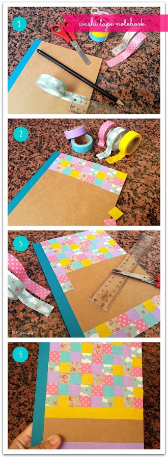 washi tape notebook patchwork libreta washi tape DIY pasos