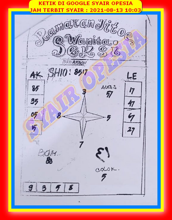 Syair Sdy 13 Agustus 2021 Kode Syair Sgp Syair Hk Syair Sydney 2021