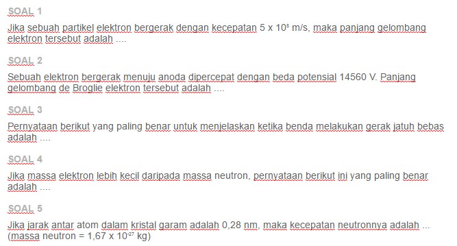 Contoh Soal Teori Gelombang de Broglie