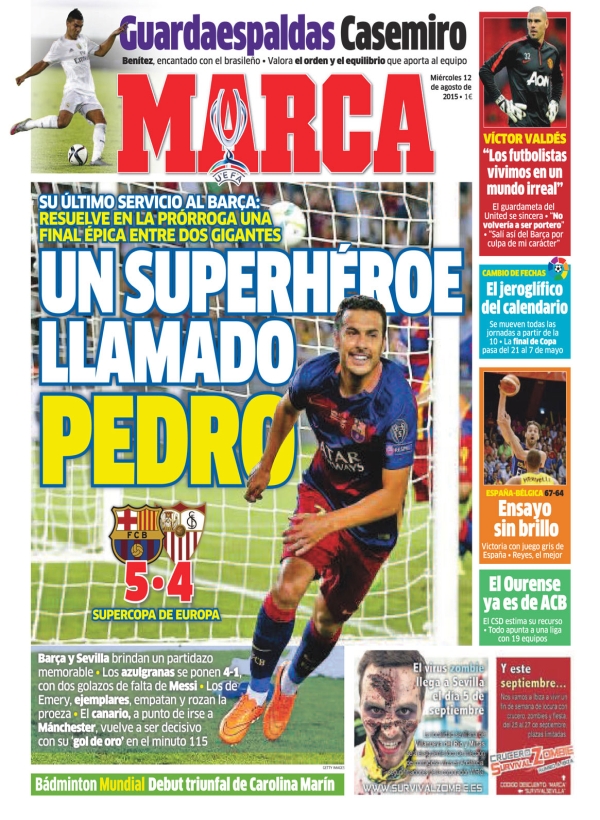FC Barcelona, Marca: "Un superhéroe llamado Pedro"