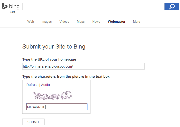 Cara mendaftarkan alamat blog/ website ke mesin pencari Bing