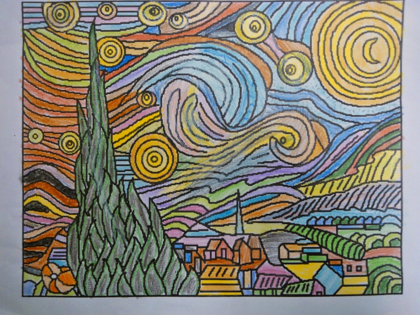 “La noche estrellada II” Homenaje a Van Gogh. Mateo Pineda Noche estrellada, Pinturas, Dibujo