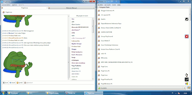 Jendela Pidgin ketika digunakan untuk mengakses Telegram Pidgin window when uses to connect to telegram