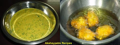 make a besan mixture, dip and fry the bhajis