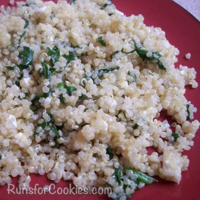 Quinoa with spinach and feta cheese