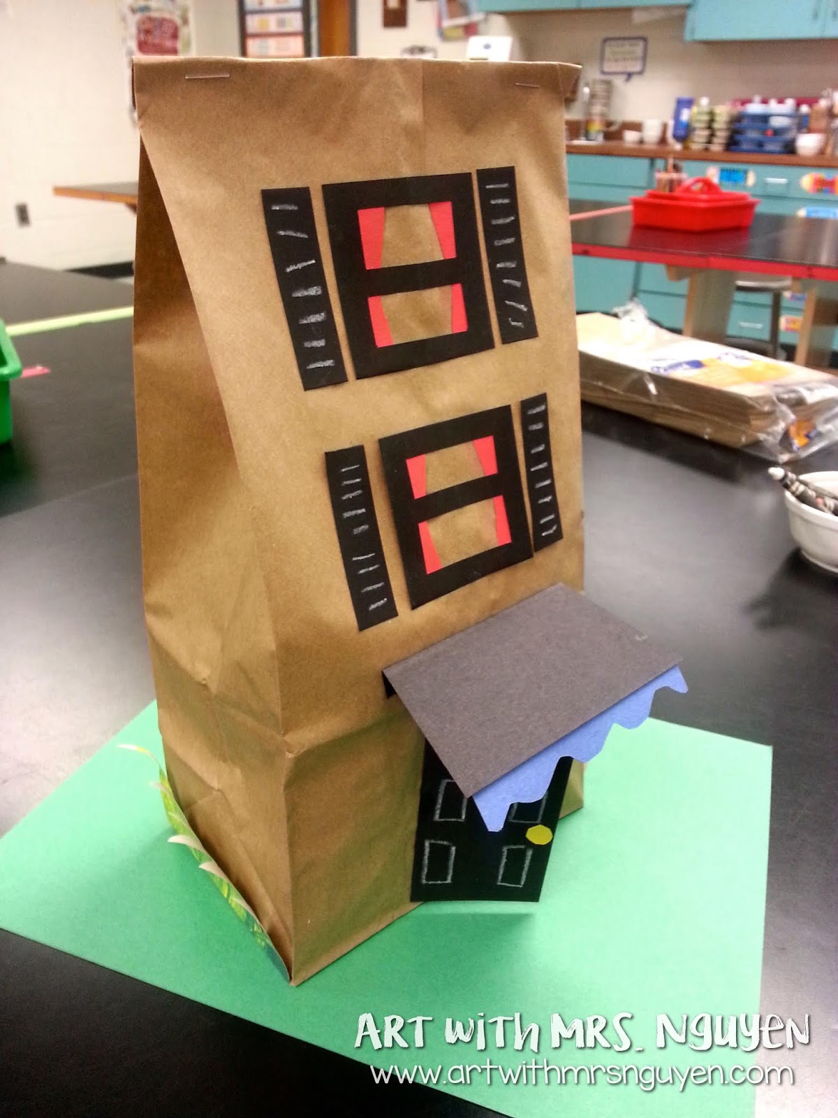 Paper Bag Buildings (1st) Art with Mrs. Nguyen
