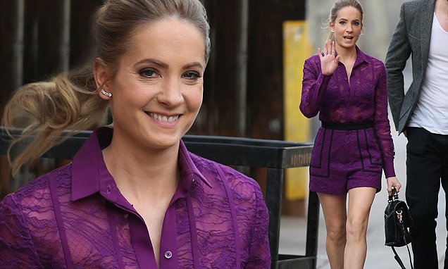 Legs eleven! Downton Abbey star Joanne Froggatt showcases her incline appendages displaying resources wearing fancy transparent short suit in New York