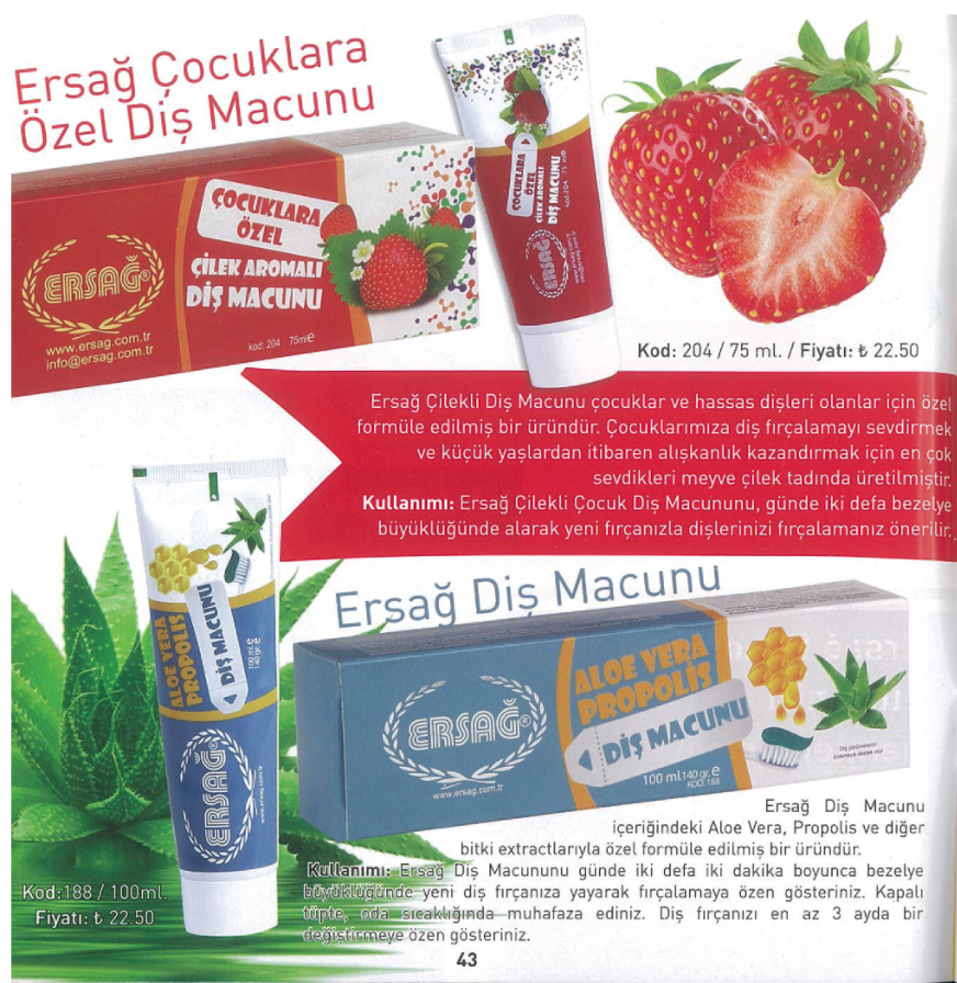 Ersag Cocuklara Ozel Dis Macunu 75 Ml Ersag Dis Macunu 100 Ml Ersag Ucretsiz Uyelik