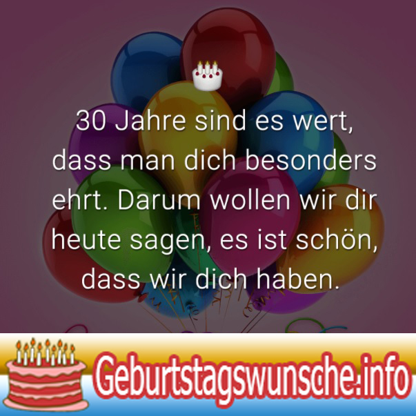 Sprüche zum 30. Geburtstag - Glückwünsche zum 30. Geburtstag - Wünsche zum Geburtstag ...