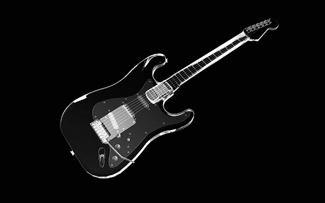 Black White Guitar - Black and White Wallpaper