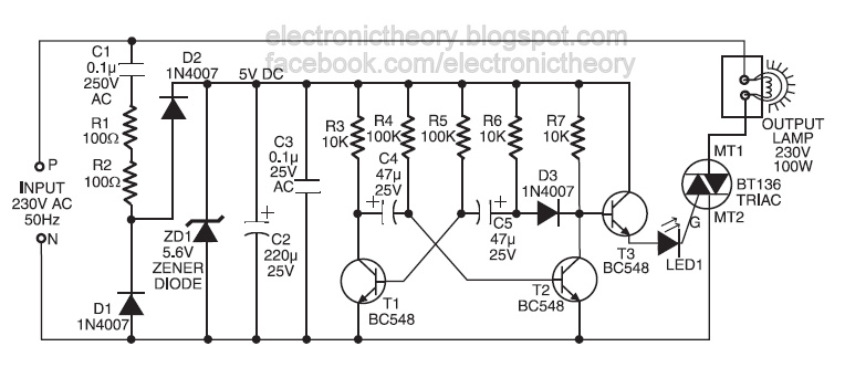 220V AC Operated Christmas Light Star Circuit