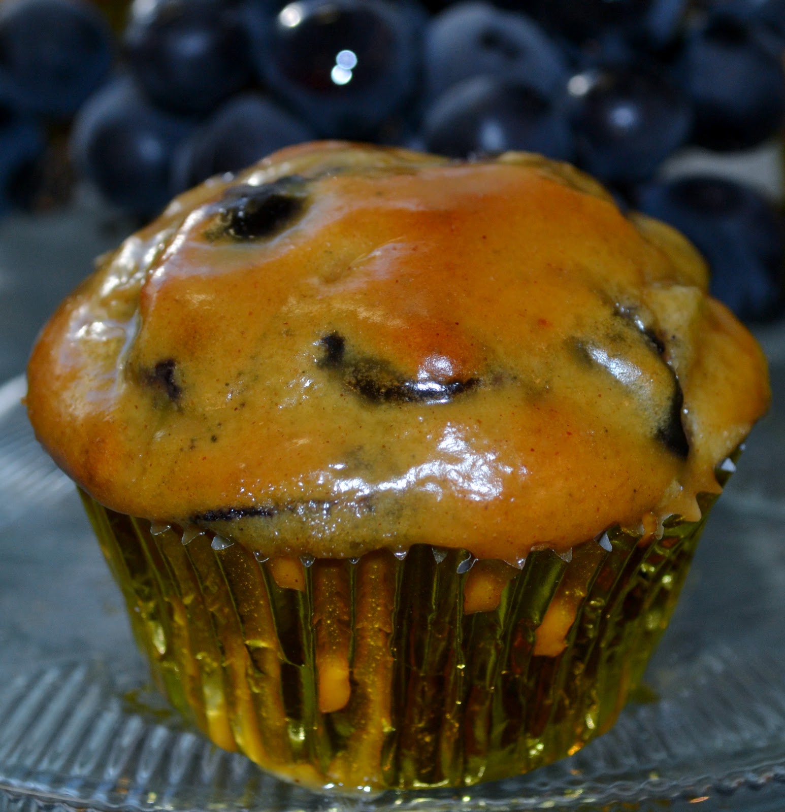 Concord Grape Muffins with Peanut Butter Glaze Jersey Girl Cooks