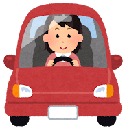 運転している女性のイラスト（笑顔）