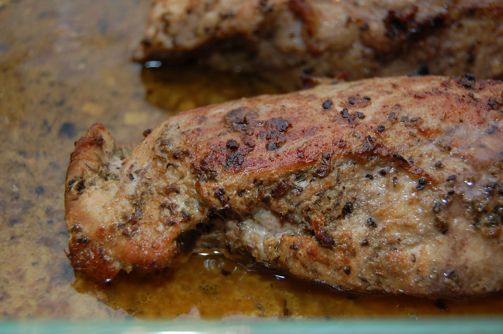 Herb Crusted Pork Tenderloin in Wine & Butter Sauce