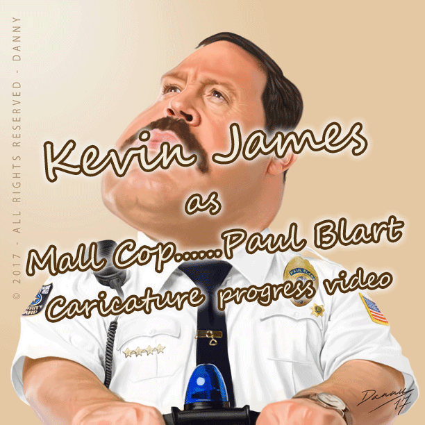 Danny's Illustrations Kevin James Caricature as Mall Cop Paul Blart