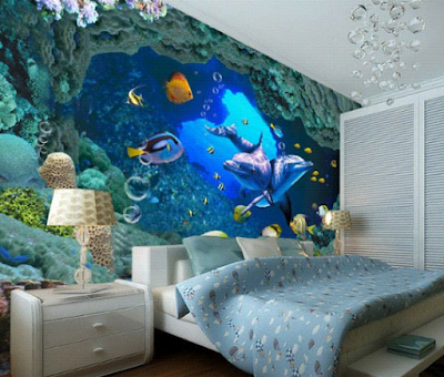 wallpaper dinding motif dunia air bawah laut