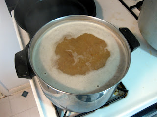 One of the decoctions boiling away on the stove.